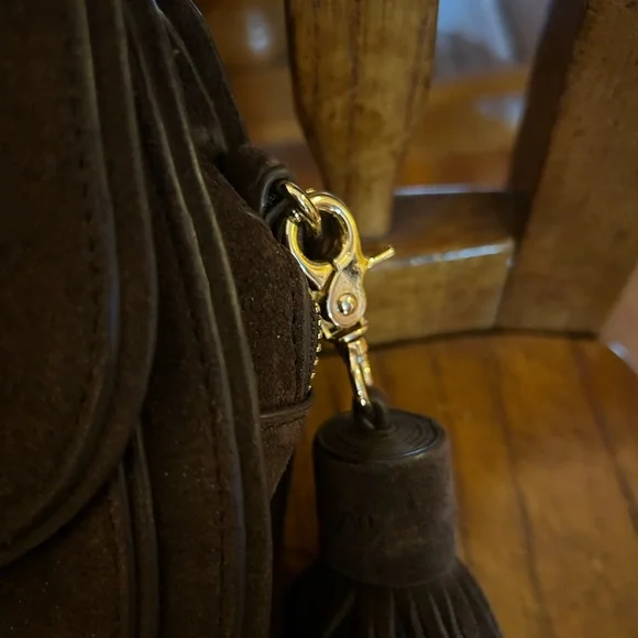 Spartina 449 Coffee Suede Saddle Crossbody Bag - Picture 6 of 15